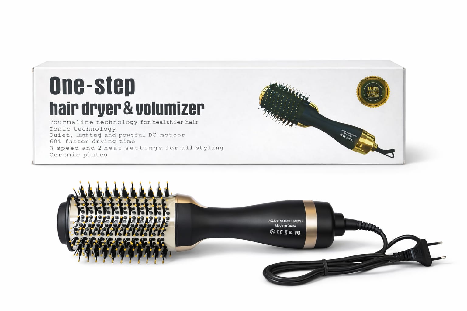 One-Step Föhn & Volumenbürste (Schwarz/Gold)